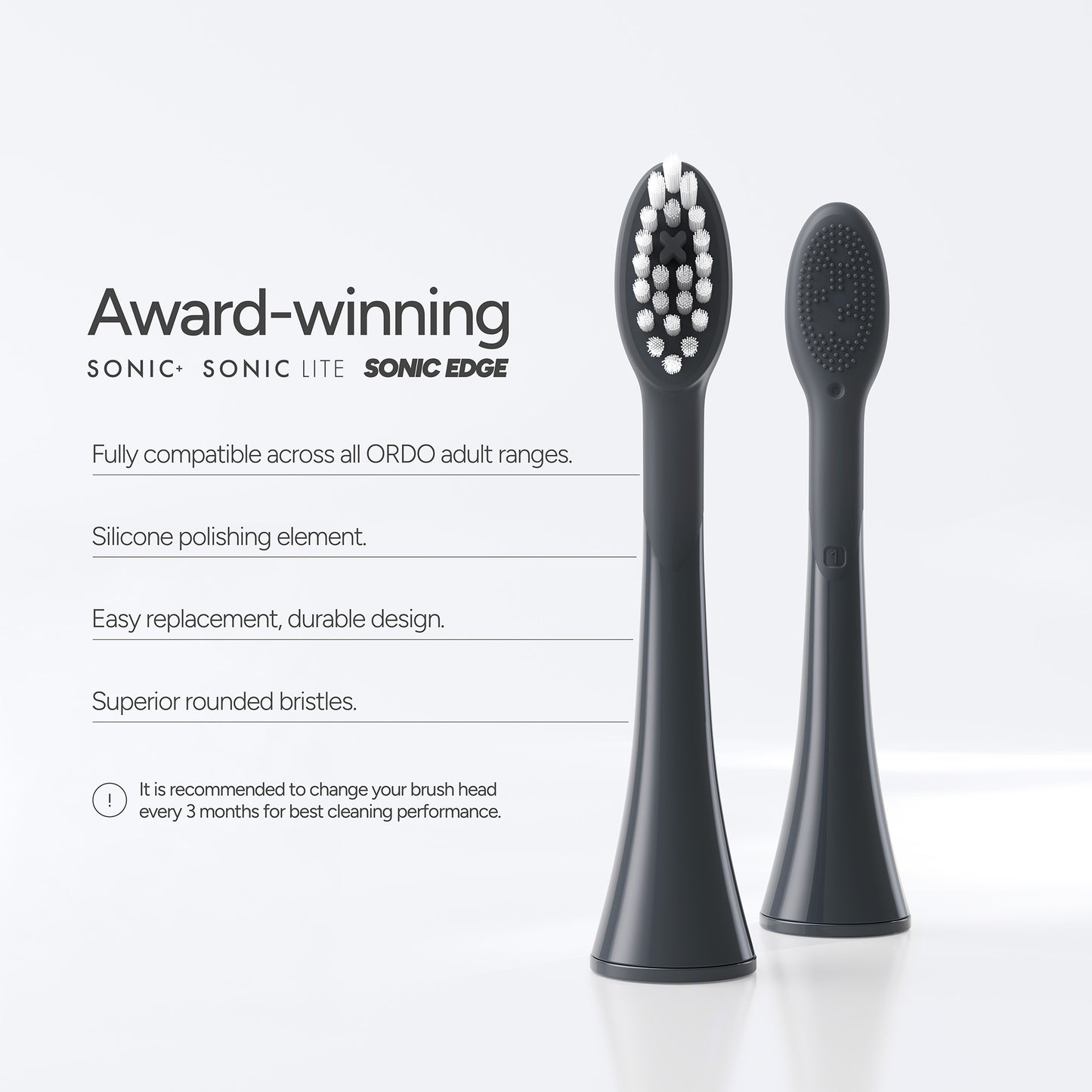 Sonic Brush Heads 4 Pack Charcoal Grey
