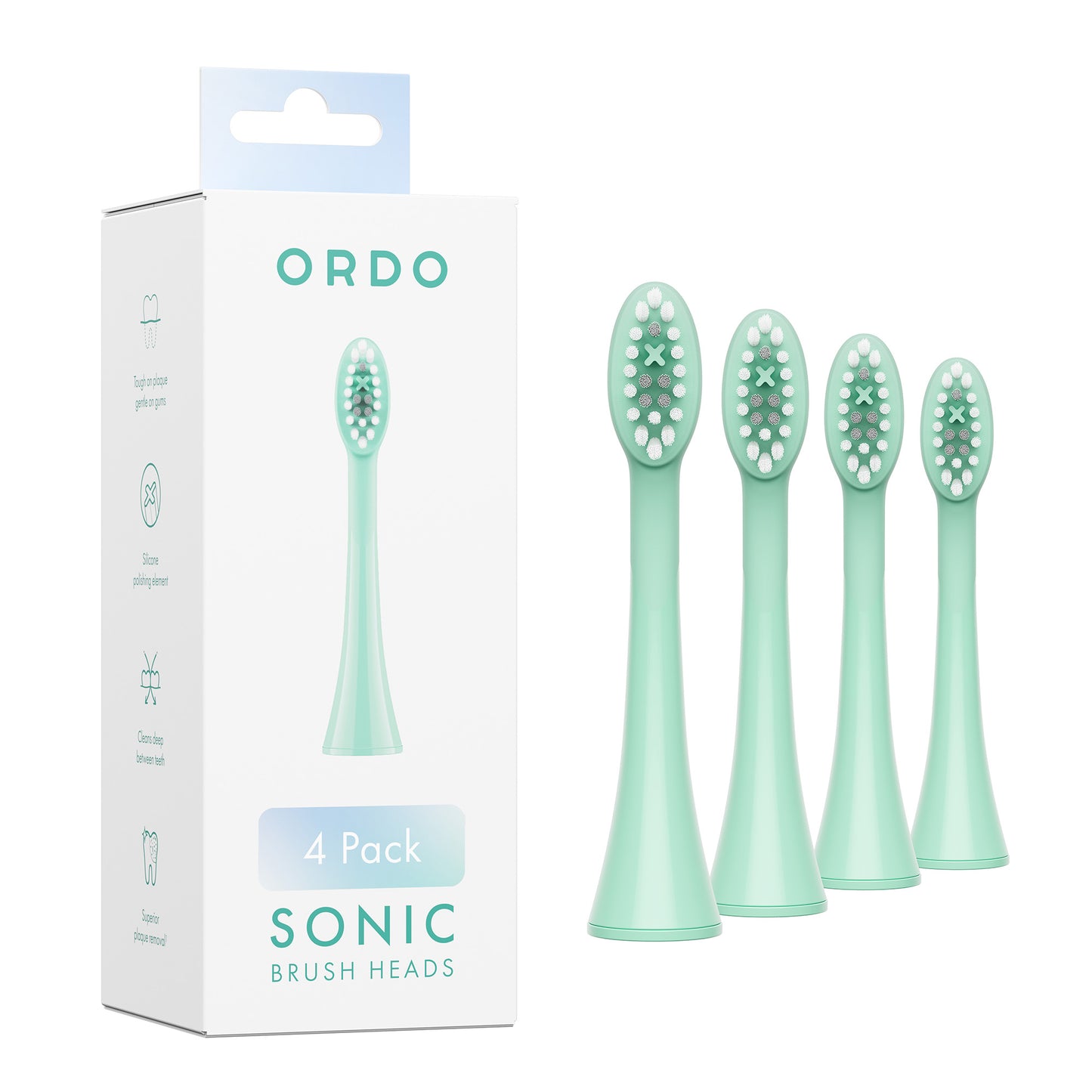 Sonic Brush Heads 4 Pack Mint green