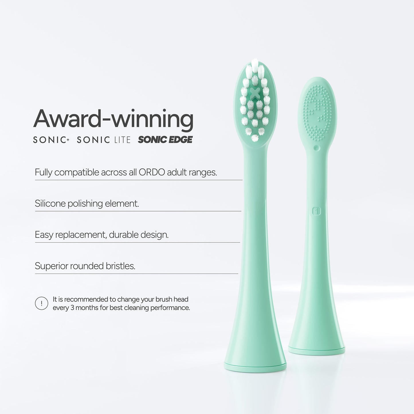 Sonic Brush Heads 4 Pack Mint green