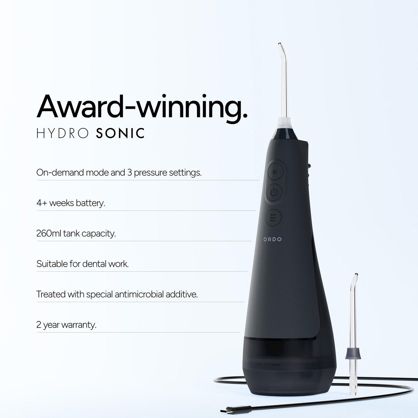 Ordo Sonic Water Flosser Charcoal Grey
